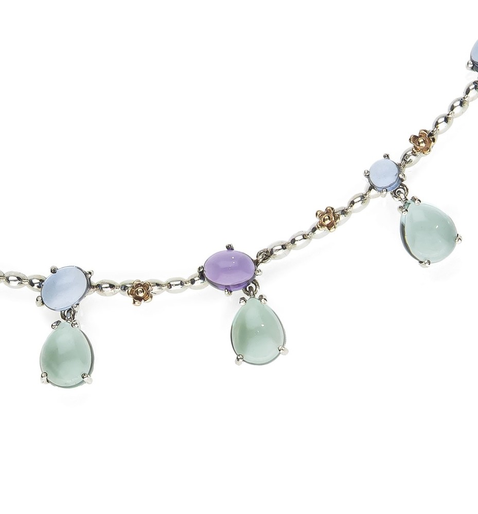 Collana DeNobili Positano argento oro e quarzi idrotermali CO1125