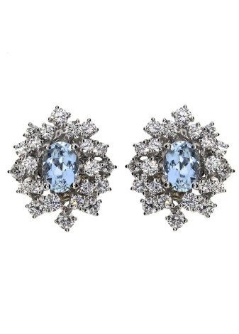 Orecchini Mimosa in oro bianco con diamanti e acquamarina 20071065