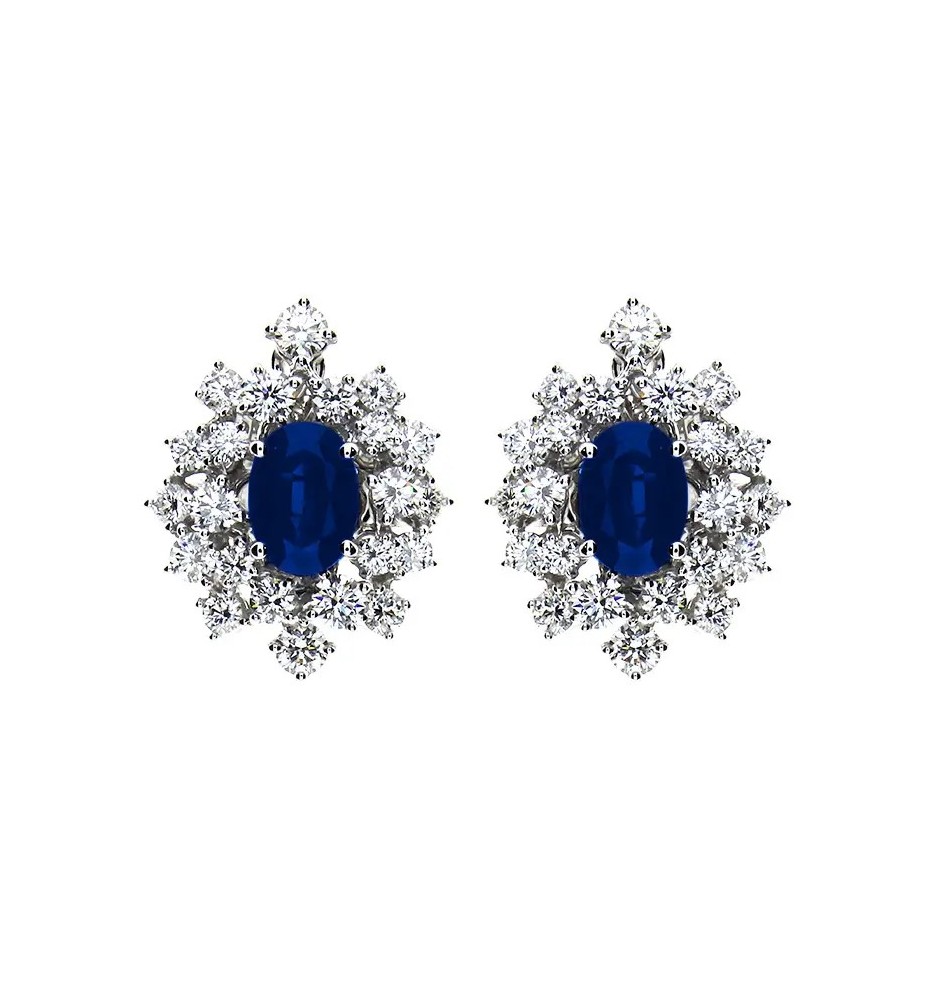 Orecchini Mimosa in oro bianco con diamanti e zaffiri 20071702