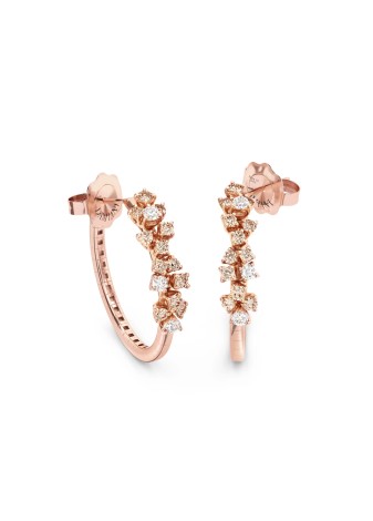 Orecchini Mimosa in oro rosa con diamanti e diamanti brown 20100613