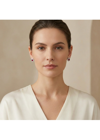 Orecchini Collezione Primavera Oro Bianco Rubini Ovali e diamanti