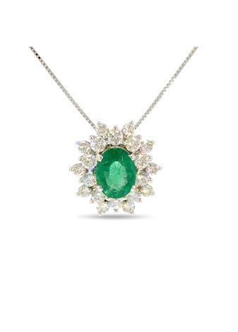 Collana in Oro bianco collezione Rapsody con Smeraldo Naturale Taglio