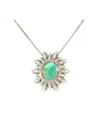 Collana in Oro bianco collezione Rapsody con Smeraldo Naturale Taglio