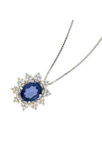 Collana Primavera in oro bianco, zaffiro blu e diamanti CLSPRING.1705