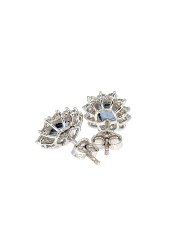 Orecchini Primavera a lobo in oro bianco con zaffiro blu e diamanti
