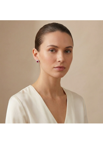 Orecchini a Lobo Rapsody in Oro Bianco con Rubini e Diamanti