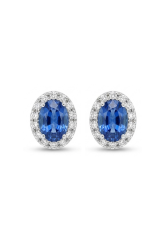 Orecchini in Oro Bianco, Zaffiri Blu e Diamanti Ref. ORCONDN.1307