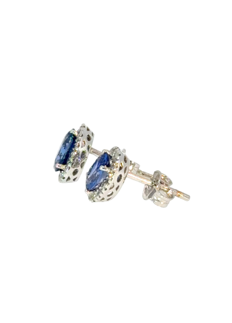 Orecchini in Oro Bianco, Zaffiri Blu e Diamanti Ref. ORCONDN.1307