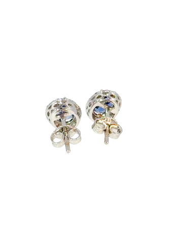Orecchini in Oro Bianco, Zaffiri Blu e Diamanti Ref. ORCONDN.1307