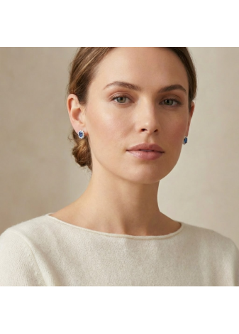 Orecchini ReCarlo | Oro Bianco, Diamanti e Zaffiro – Ferrara