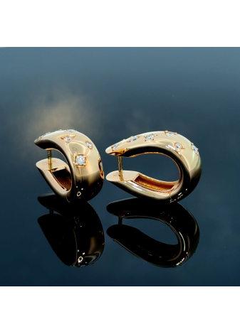 Orecchini a Cerchio fantasia in Oro Rosa con Diamanti Brillanti