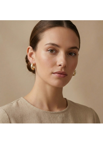 Orecchini a Cerchio fantasia in Oro Rosa con Diamanti Brillanti