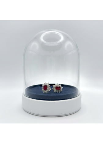 Orecchini Collezione Primavera Oro Bianco Rubini Ovali e diamanti