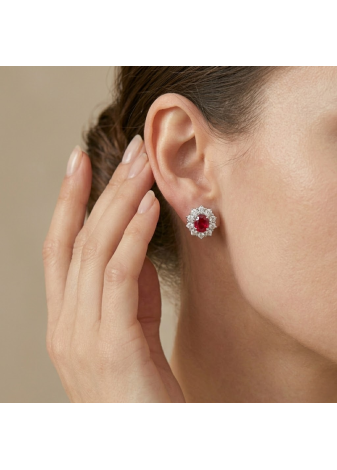 Orecchini Collezione Primavera Oro Bianco Rubini Ovali e diamanti